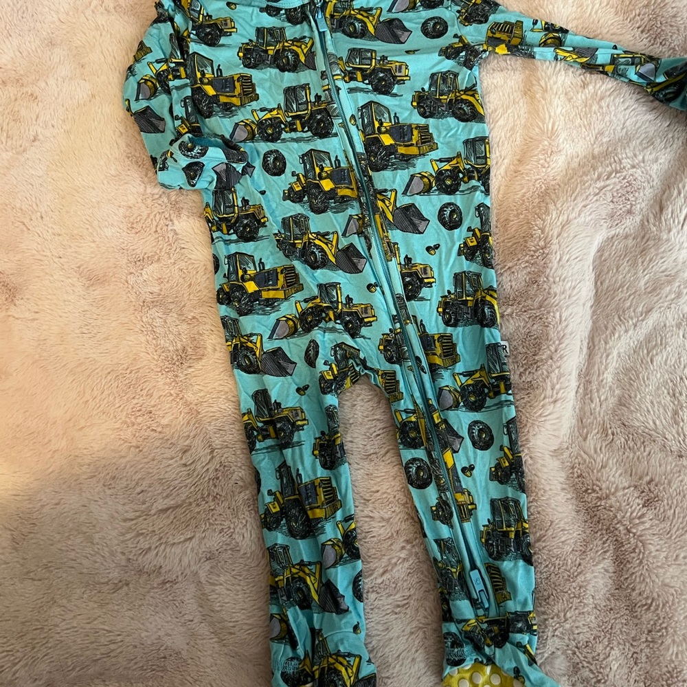 Kids' Construction Vehicle Print Footie